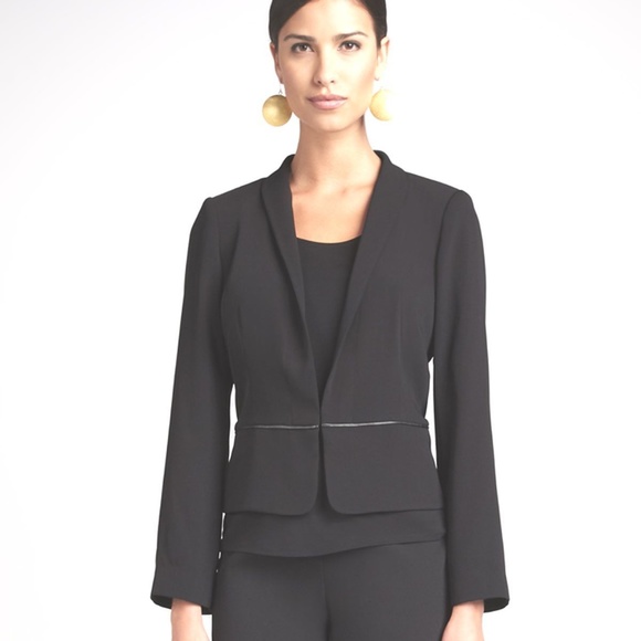 Eileen Fisher Jackets & Blazers - Eileen Fisher Woman Black Leather Trim Blazer - 3X